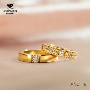 Nhẫn Cưới Vàng Vàng 18K - ANC118-1
