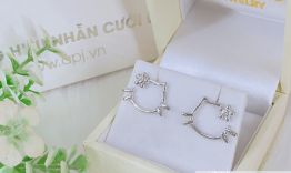 Bông tai vàng trắng nữ thanh lịch