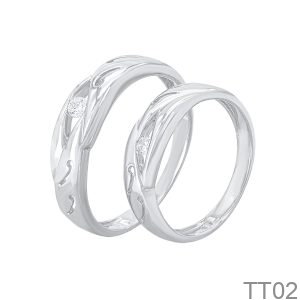 Nhẫn cưới vàng trắng 10K - TT02