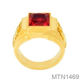 Nhẫn Nam Vàng Vàng Đá Đỏ 18k - MTN1469