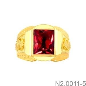 Nhẫn Nam Vàng Vàng Đá Đỏ 18k - N2.0011-5
