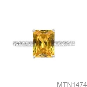 Nhẫn Nữ Vàng Trắng 18K Đính Đá Vàng - MTN1474