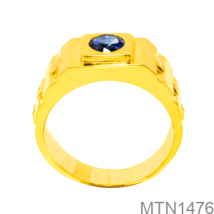 Nhẫn Nam Vàng Vàng 18K Đính Đá Xanh - MTN1476