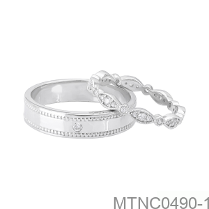 Nhẫn Cưới Vàng Trắng 18K(750) - MTNC0490-1