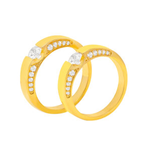 Nhẫn Cưới Kim Cương CVD Vàng Vàng 18K - MTNC0554