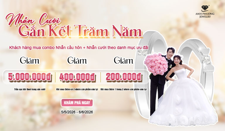 ƯU ĐÃI MÙA CƯỚI: NHẪN VÀNG GẮN KẾT TRĂM NĂM