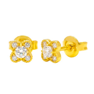 Bông Tai Nữ Vàng Vàng 18K Đính Kim Cương CVD - MTB0383