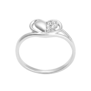 Nhẫn Nữ Trái Tim Vàng Trắng 10K Đính Đá CZ - N1.0078